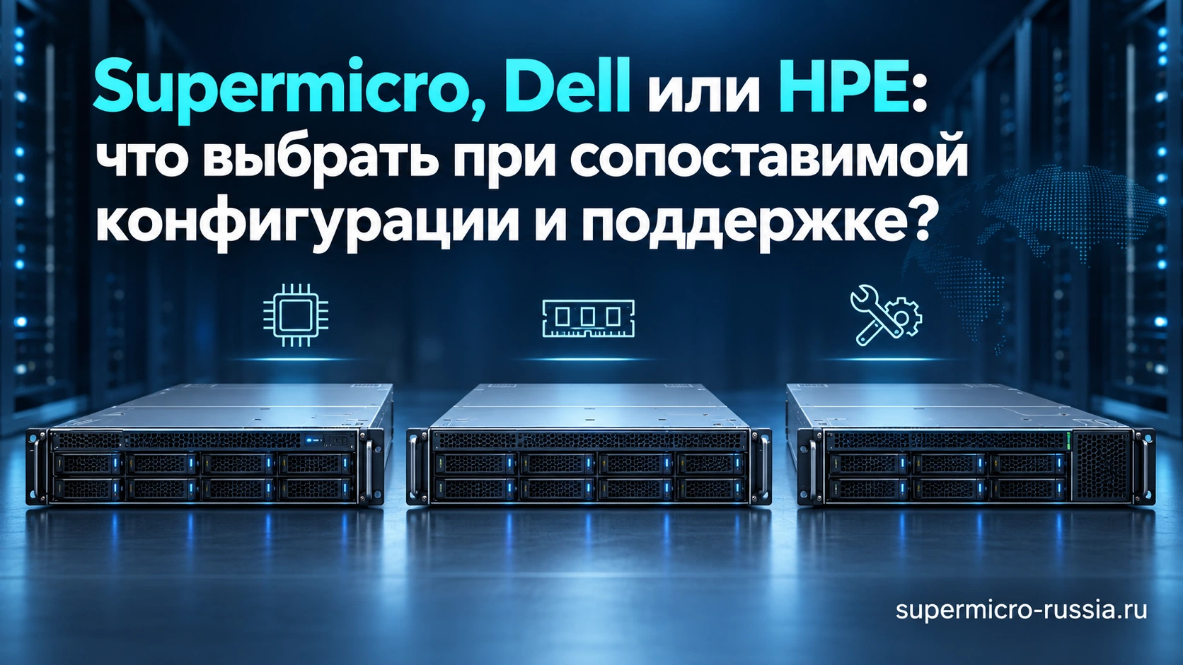 Сравнение серверов Supermicro, Dell и HPE при сопоставимой конфигурации и поддержке