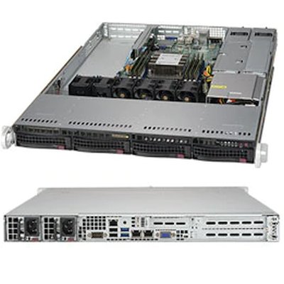 Корпус SuperMicro SC815TQC-R504WB 1U WIO, 4 x 3.5" hot swap bays