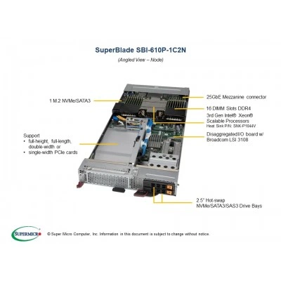 Суперблейд-платформа Supermicro SBI-610P-1C2N Суперблейд-платформа Supermicro SBI-610P-1C2N