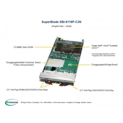 Однопроцессорный blade-модуль Supermicro SBI-6119P-C3N Однопроцессорный blade-модуль Supermicro SBI-6119P-C3N