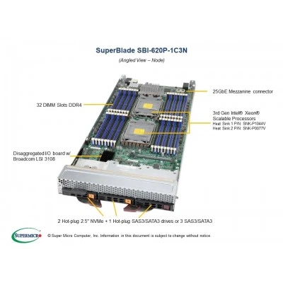 Серверная платформа Supermicro SBI-620P-1C3N Серверная платформа Supermicro SBI-620P-1C3N