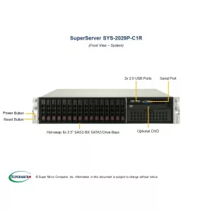 Сервер Supermicro SYS-2029P-C1R (СУПЕРМИКРО) Сервер Supermicro SYS-2029P-C1R (СУПЕРМИКРО)