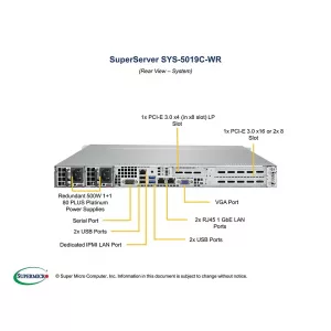 Сервер Supermicro SYS-5019C-WR (СУПЕРМИКРО) Сервер Supermicro SYS-5019C-WR (СУПЕРМИКРО)