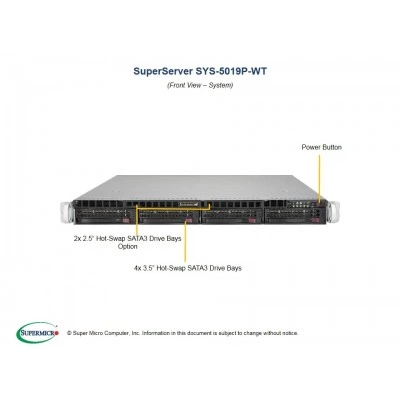 Сервер 1U Supermicro SYS-5019P-WT Сервер 1U Supermicro SYS-5019P-WT