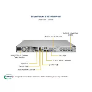 Сервер 1U Supermicro SYS-5019P-WT (СУПЕРМИКРО) Сервер 1U Supermicro SYS-5019P-WT (СУПЕРМИКРО)