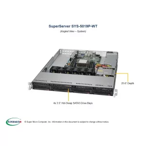Сервер 1U Supermicro SYS-5019P-WT (СУПЕРМИКРО) Сервер 1U Supermicro SYS-5019P-WT (СУПЕРМИКРО)