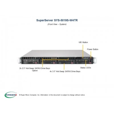 Сервер Supermicro SuperServer 5019S-W4TR SYS-5019S-W4TR Сервер Supermicro SuperServer 5019S-W4TR SYS-5019S-W4TR