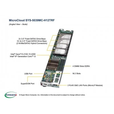 Сервер Supermicro 5039MC-H12TRF SYS-5039MC-H12TRF Сервер Supermicro 5039MC-H12TRF SYS-5039MC-H12TRF