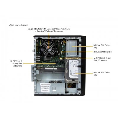 Мини-башенный встроенный системный блок Supermicro SYS-521AD-LN2 Мини-башенный встроенный системный блок Supermicro SYS-521AD-LN2