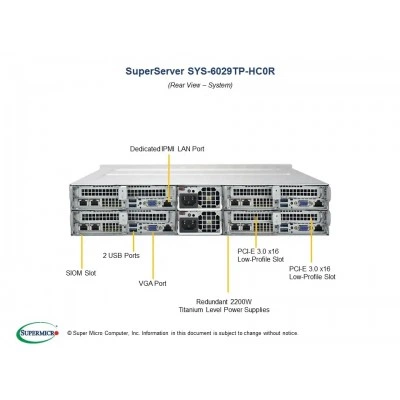 Сервер Supermicro SYS-6029TP-HC0R Сервер Supermicro SYS-6029TP-HC0R