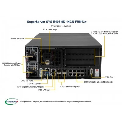 Серверная платформа SUPERMICRO E403-9D-14CN-FRN13+ SYS-E403-9D-14CN-FRN13+ Серверная платформа SUPERMICRO E403-9D-14CN-FRN13+ SYS-E403-9D-14CN-FRN13+