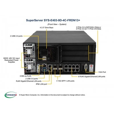 Серверная платформа SUPERMICRO E403-9D-4C-FRDN13+ SYS-E403-9D-4C-FRDN13+ Серверная платформа SUPERMICRO E403-9D-4C-FRDN13+ SYS-E403-9D-4C-FRDN13+