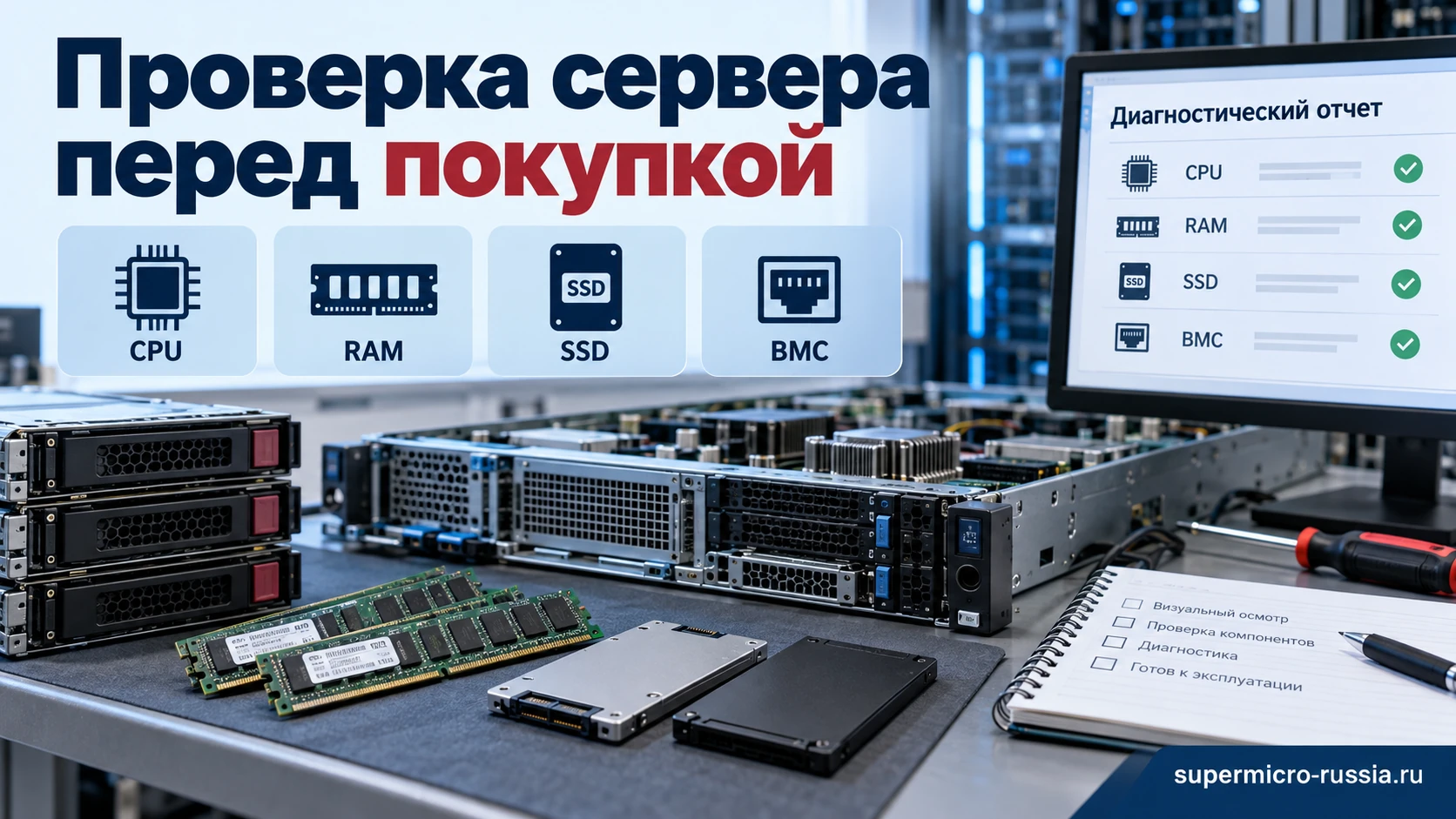 Диагностика CPU, ECC-памяти, накопителей и BMC перед покупкой