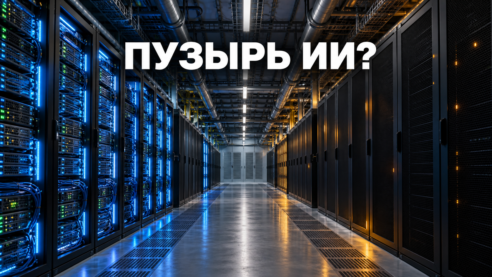 Пузырь ИИ: загруженные и простаивающие серверные стойки в дата-центре