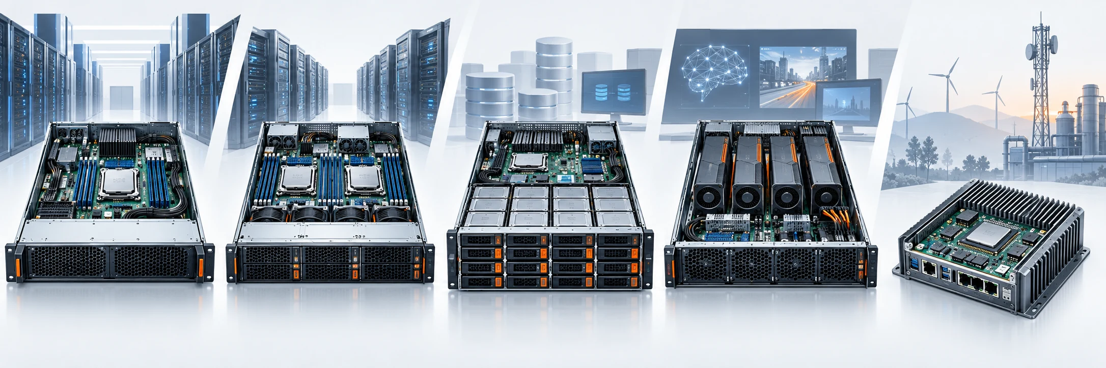 Типы систем на базе материнских плат Supermicro: однопроцессорный и двухпроцессорный сервер, хранилище, GPU-система и компактная SoC-платформа