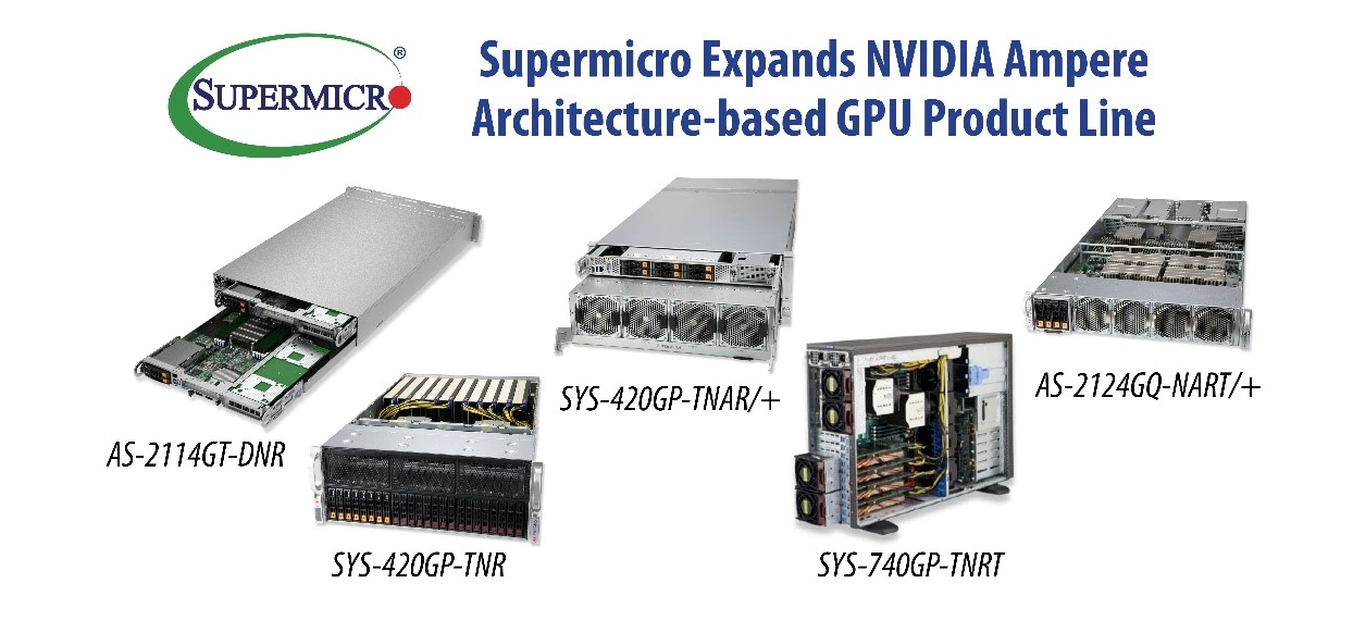 Supermicro расширяет линейку графических процессоров на базе архитектуры NVIDIA Ampere